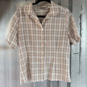 Kathie Lee Vintage Plaid Short Sleeve Women's Top